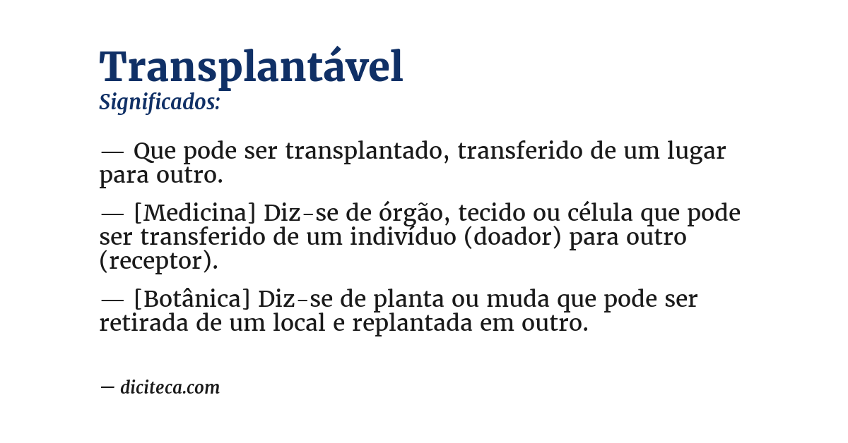 Significado de transplantável