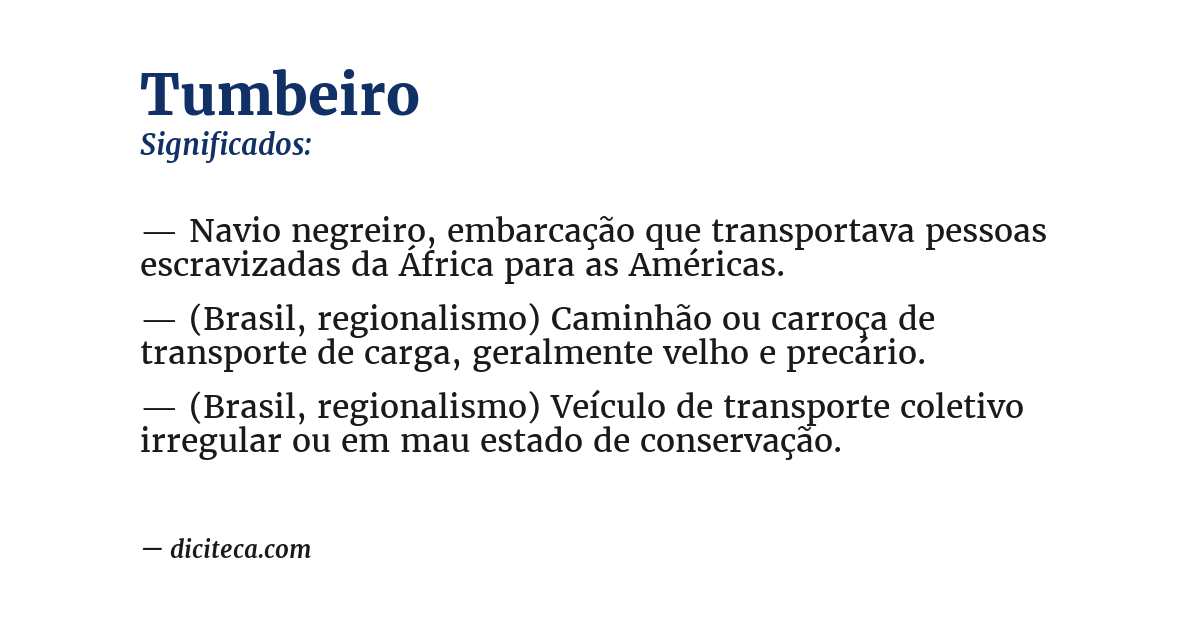Significado de tumbeiro