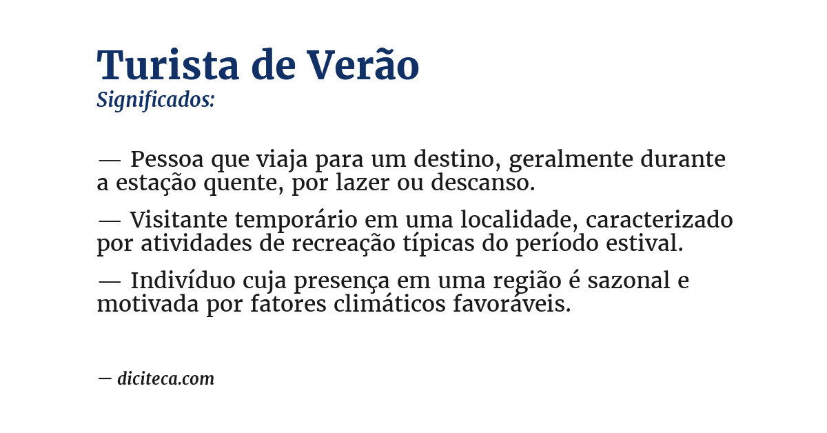 Significado de turista de verão