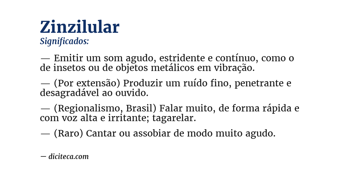 Significado de zinzilular