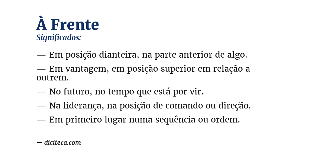 Significado de à frente