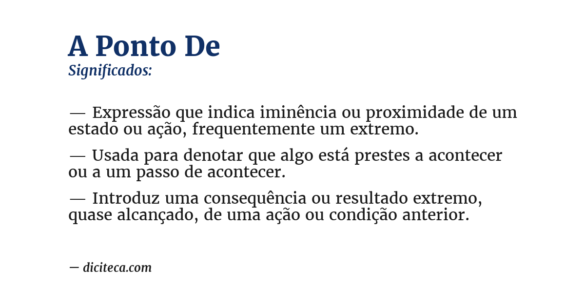 Significado de a ponto de