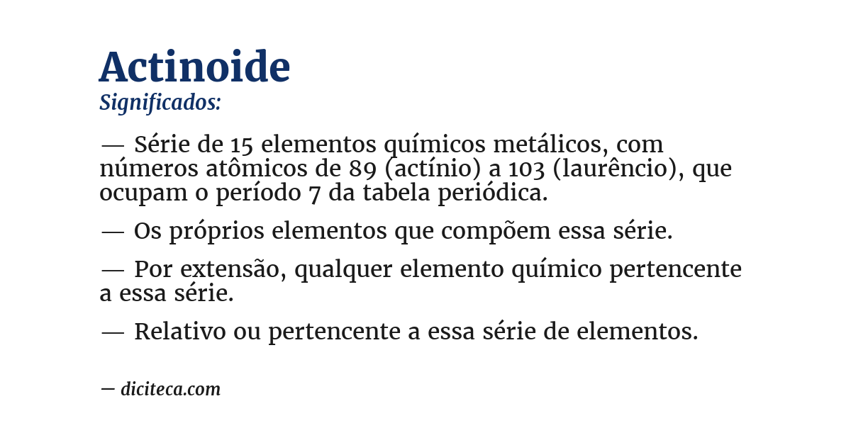 Significado de actinoide
