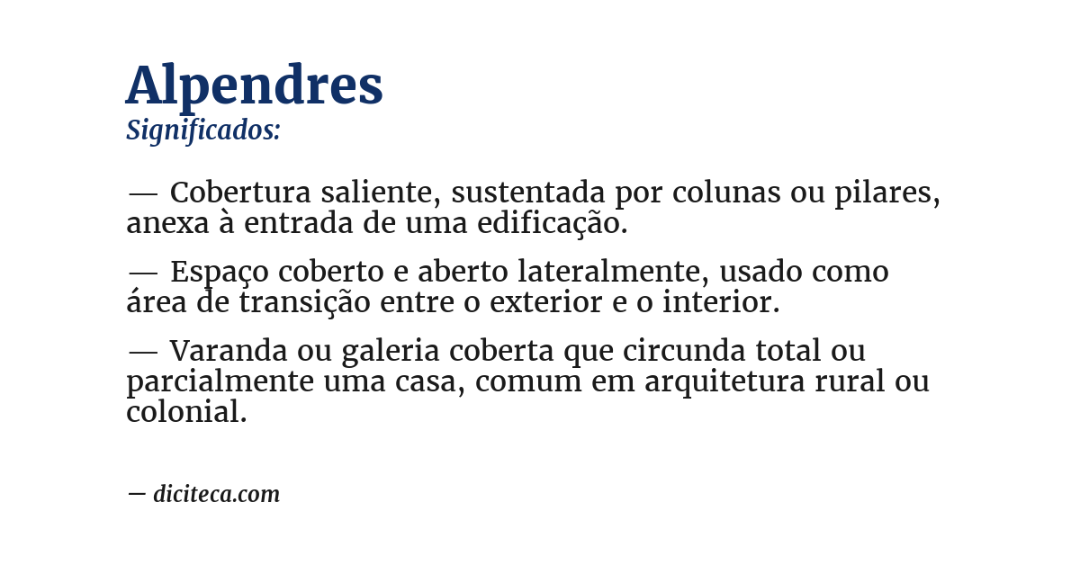 Significado de alpendres