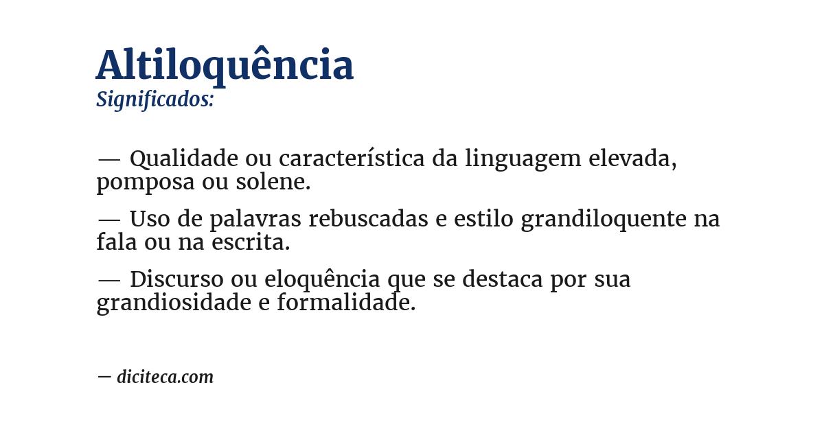 Significado de altiloquência