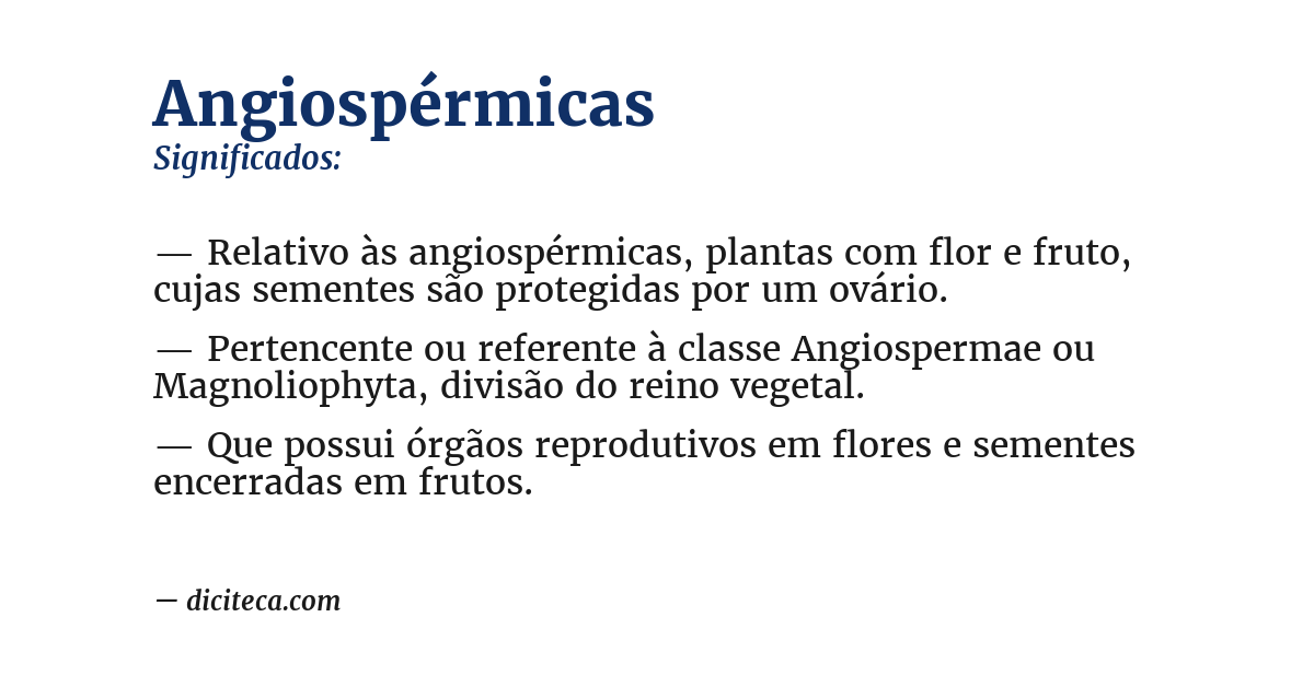 Significado de angiospérmicas