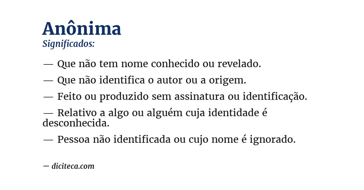 Significado de anônima