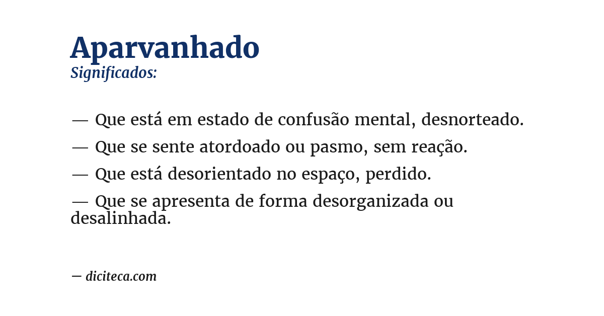 Significado de aparvanhado