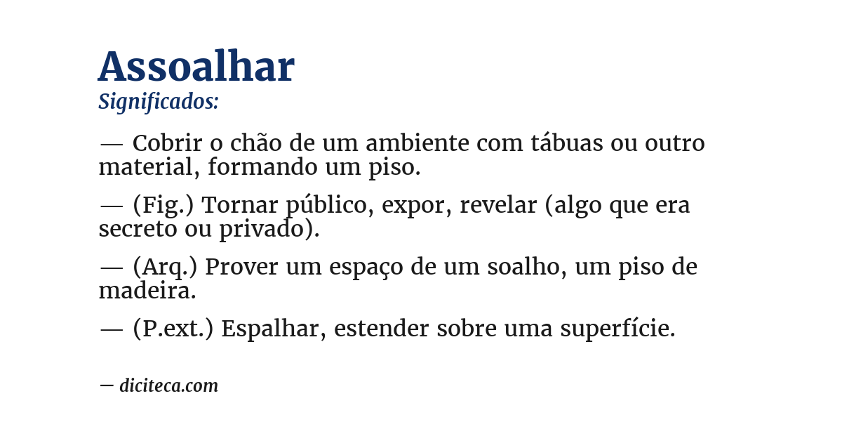 Significado de assoalhar
