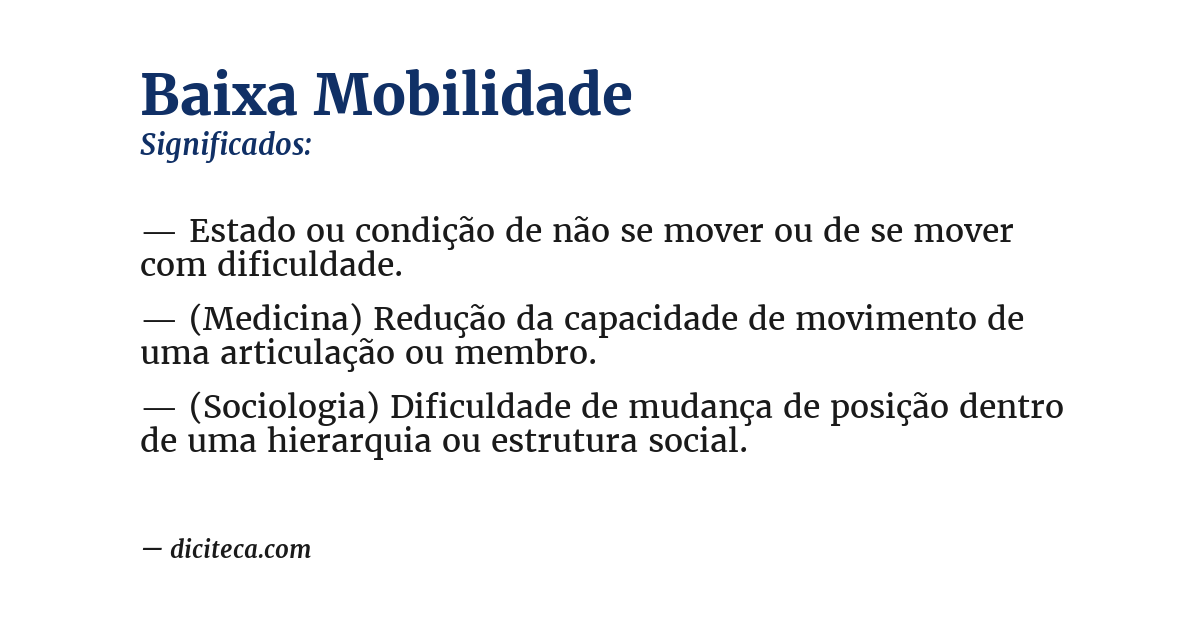 Significado de baixa mobilidade