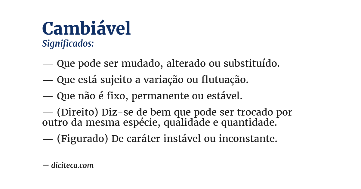 Significado de cambiável