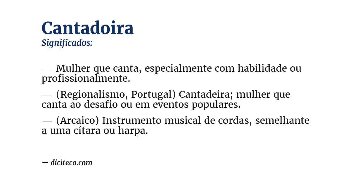 Significado de cantadoira