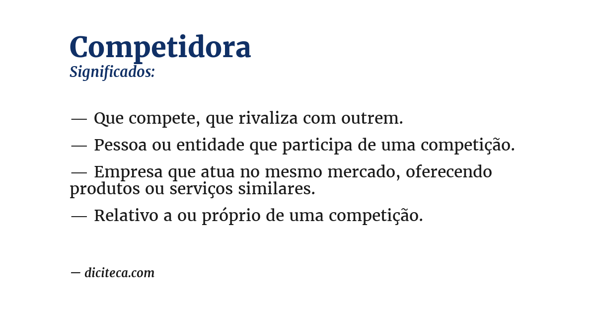 Significado de competidora