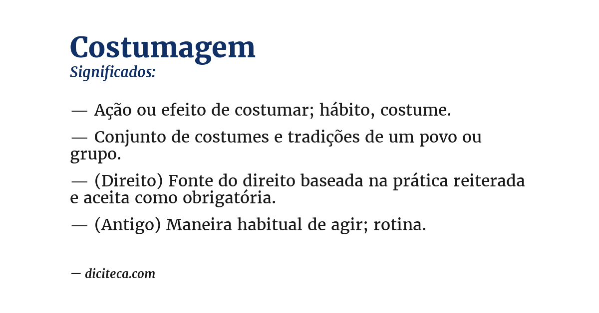 Significado de costumagem