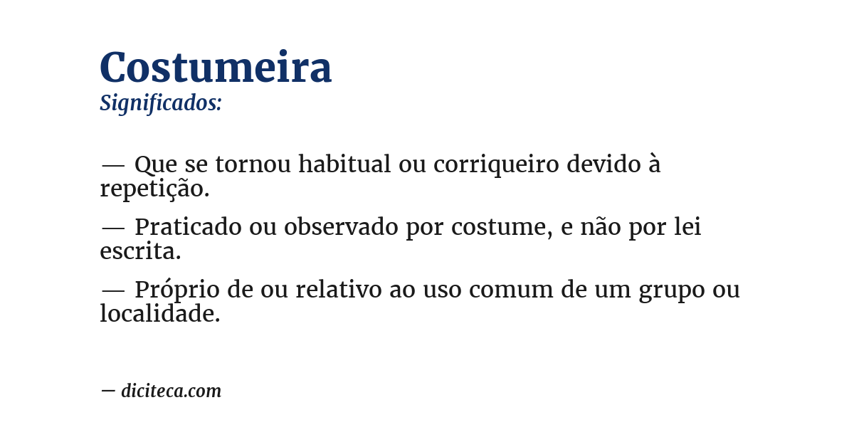 Significado de costumeira