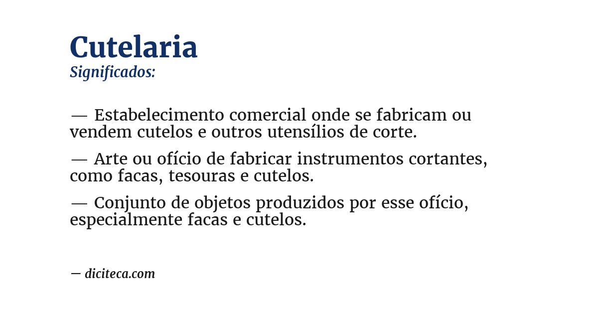 Significado de cutelaria
