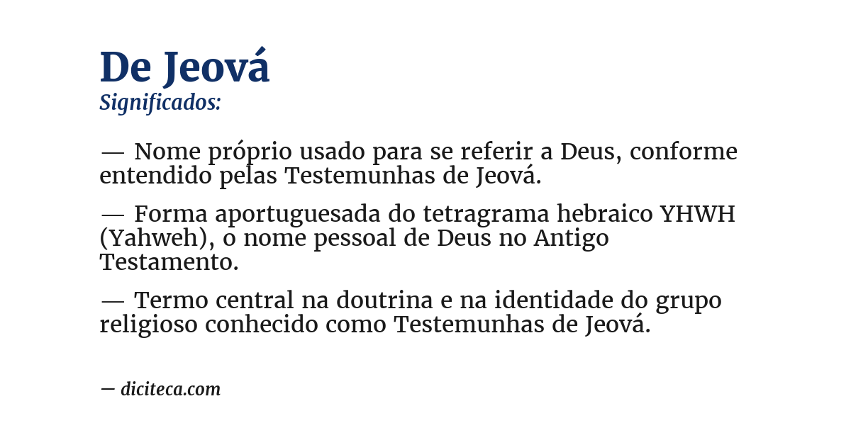 Significado de de jeová