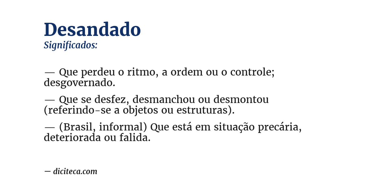 Significado de desandado