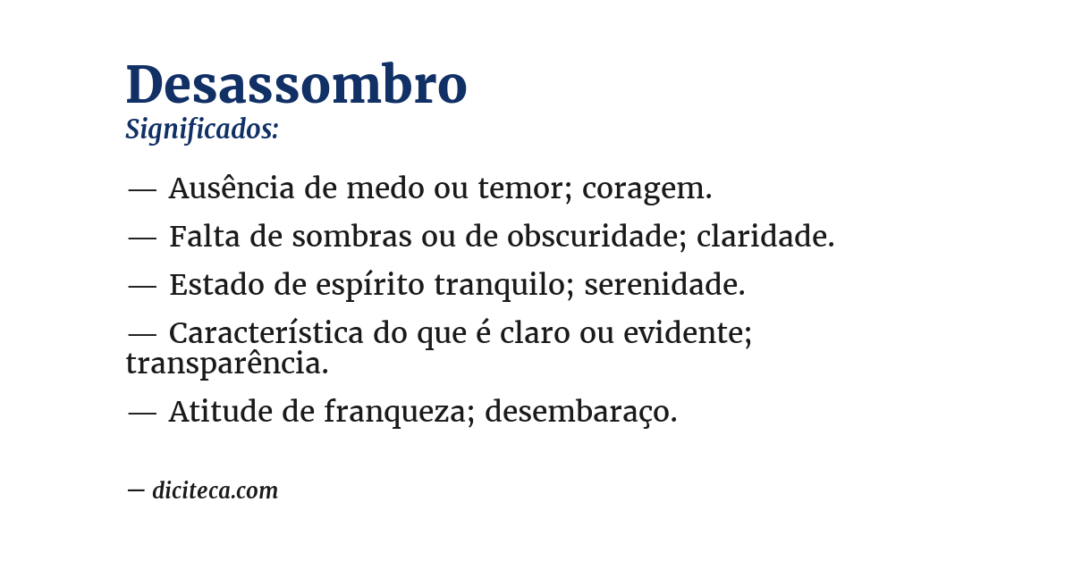 Significado de desassombro