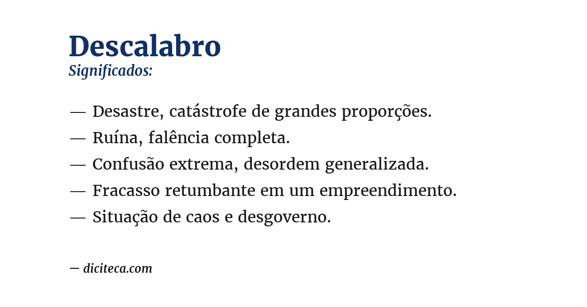 Significado de descalabro
