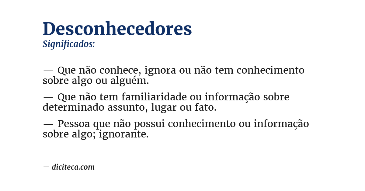 Significado de desconhecedores