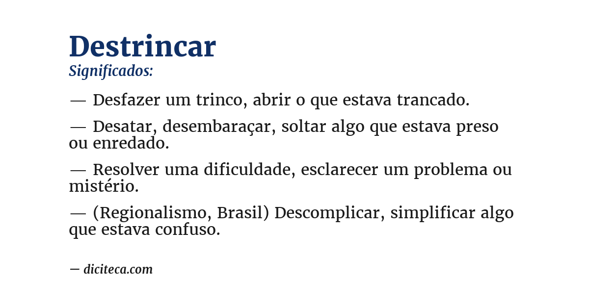Significado de destrincar