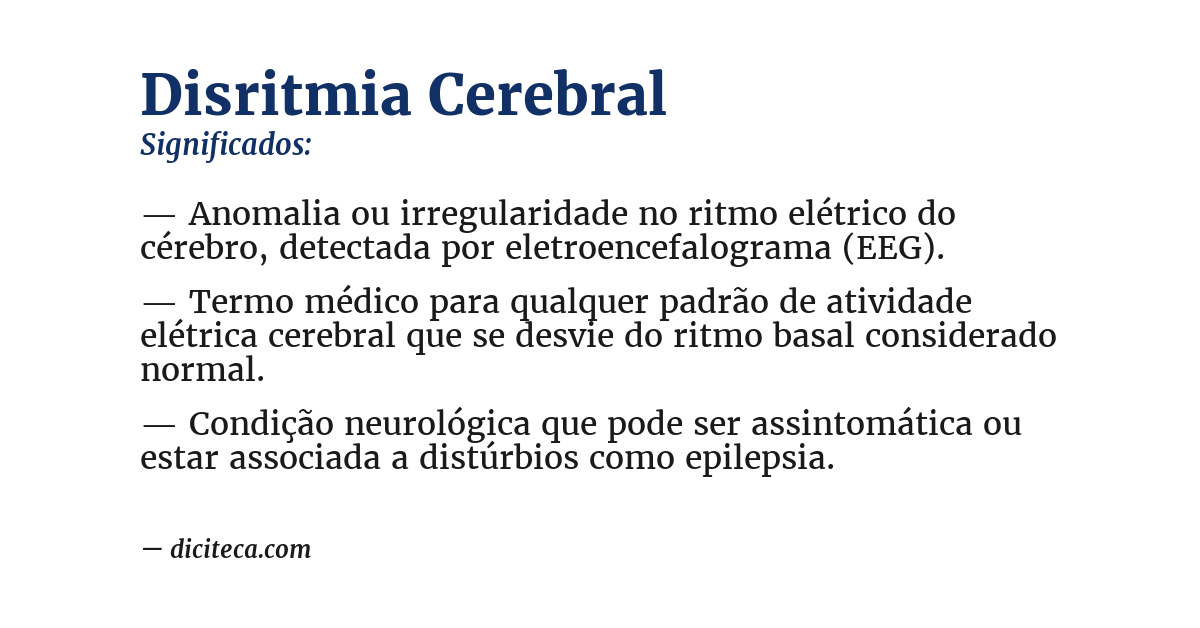 Significado de disritmia cerebral