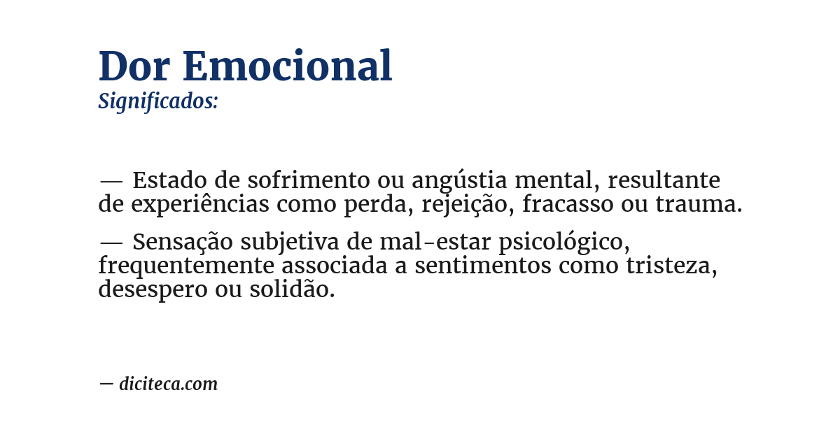 Significado de dor emocional