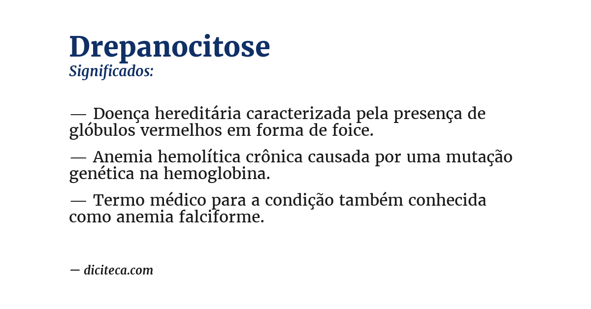 Significado de drepanocitose