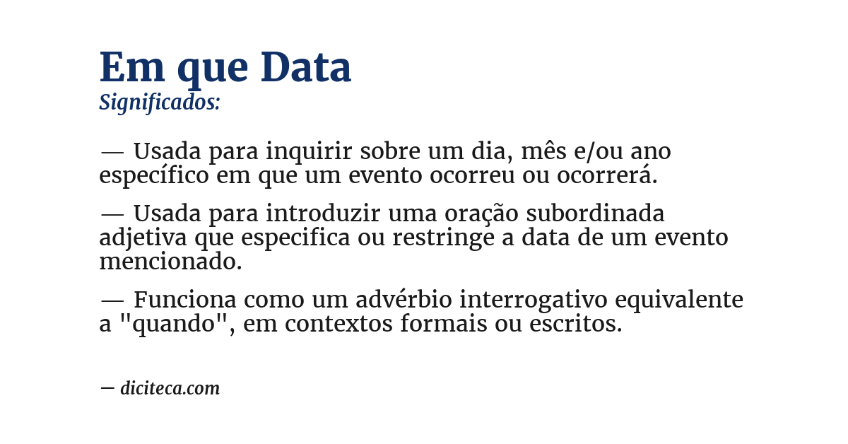 Significado de em que data