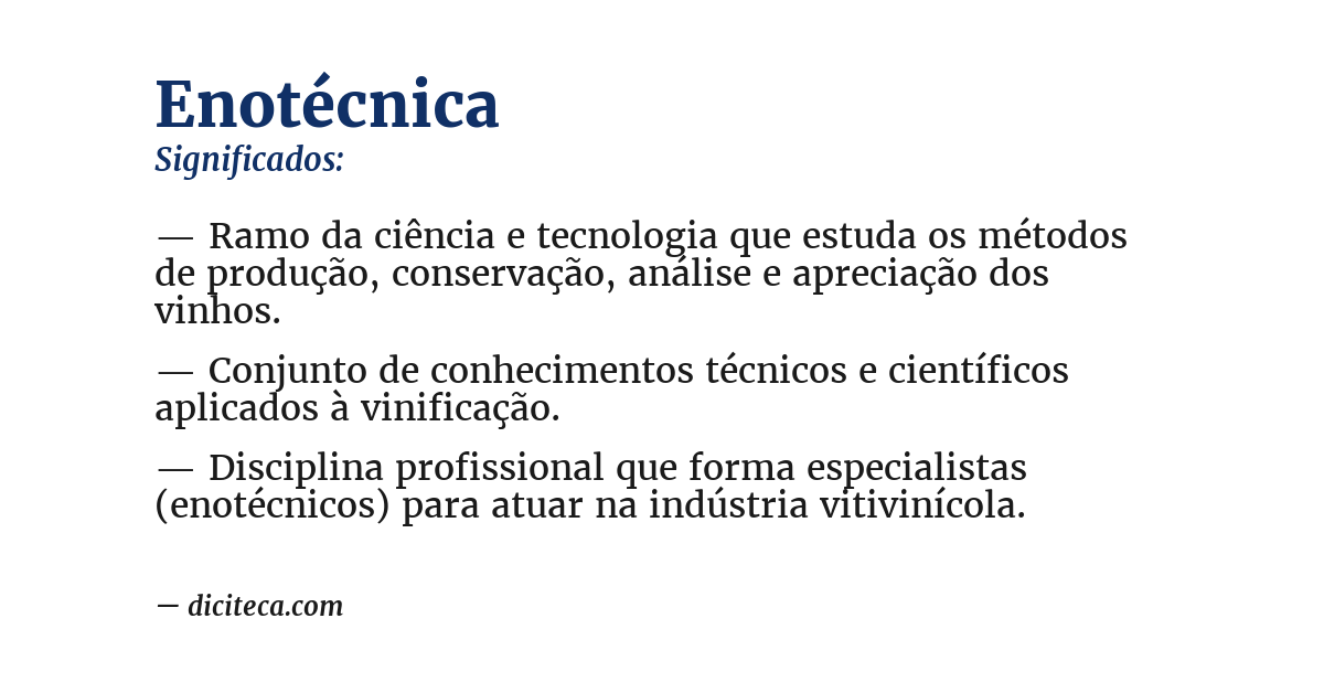 Significado de enotécnica