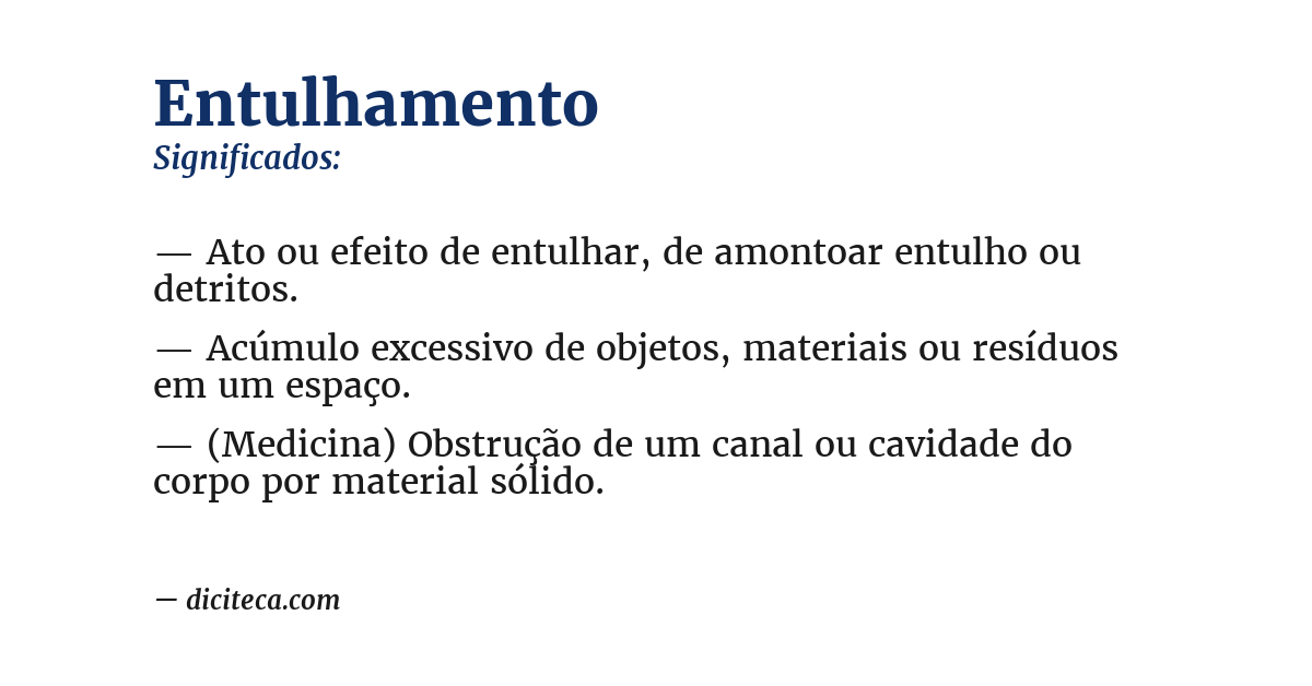 Significado de entulhamento