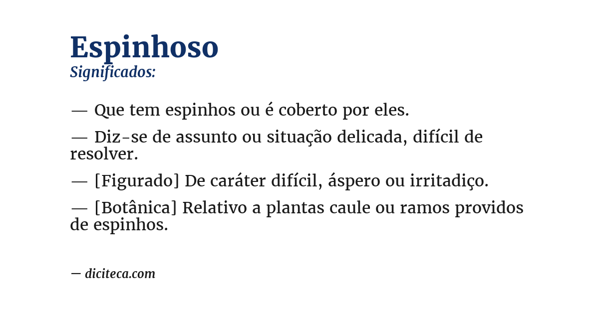 Significado de espinhoso