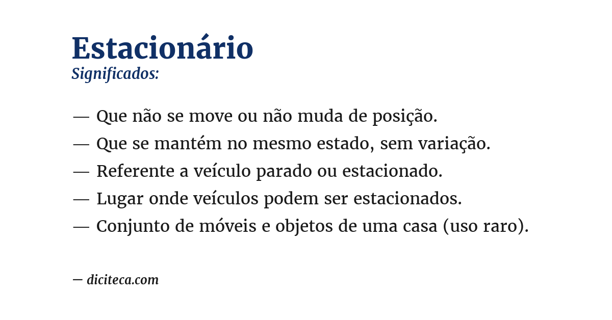 Significado de estacionário