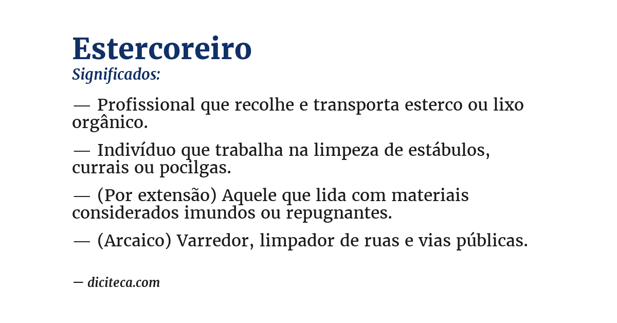 Significado de estercoreiro