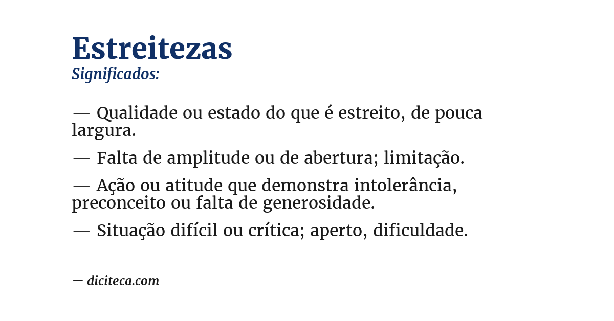Significado de estreitezas