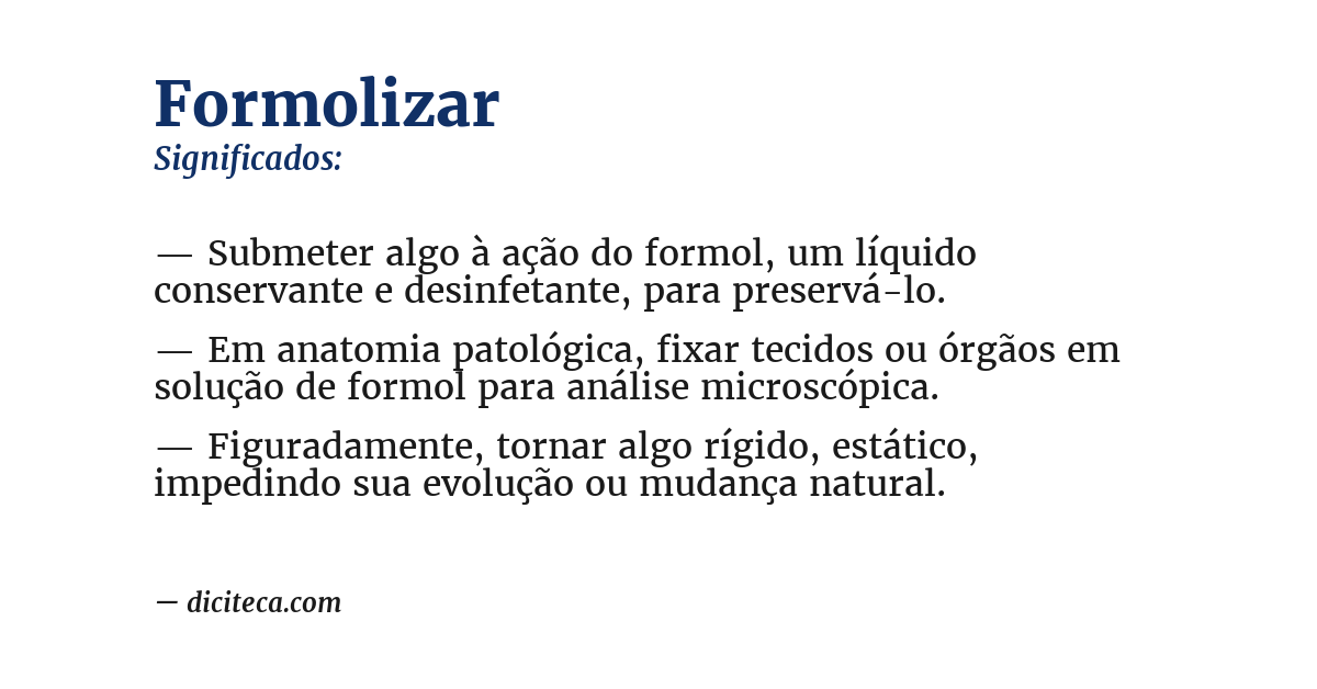Significado de formolizar