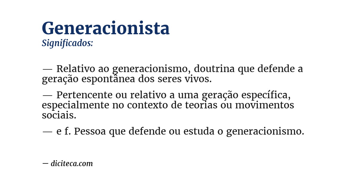 Significado de generacionista