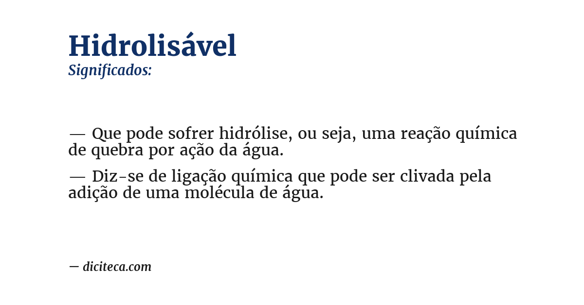 Significado de hidrolisável