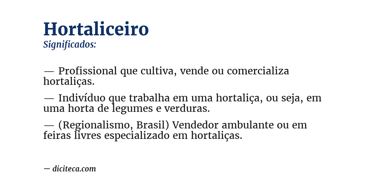 Significado de hortaliceiro
