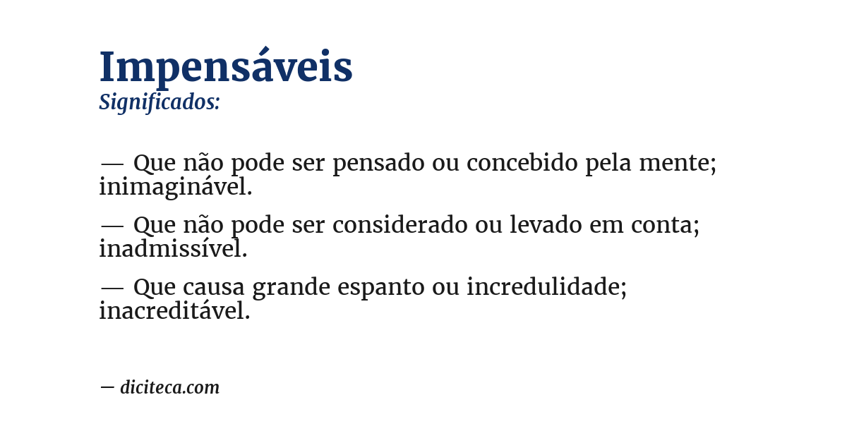 Significado de impensáveis