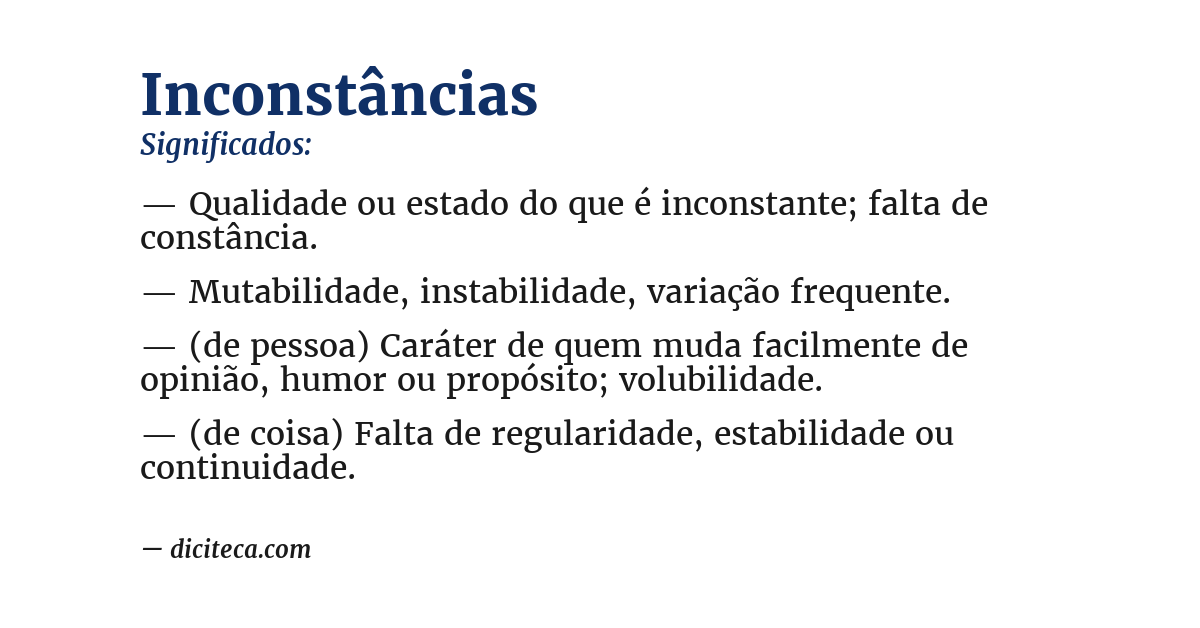 Significado de inconstâncias