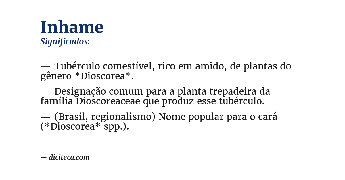 Significado de inhame