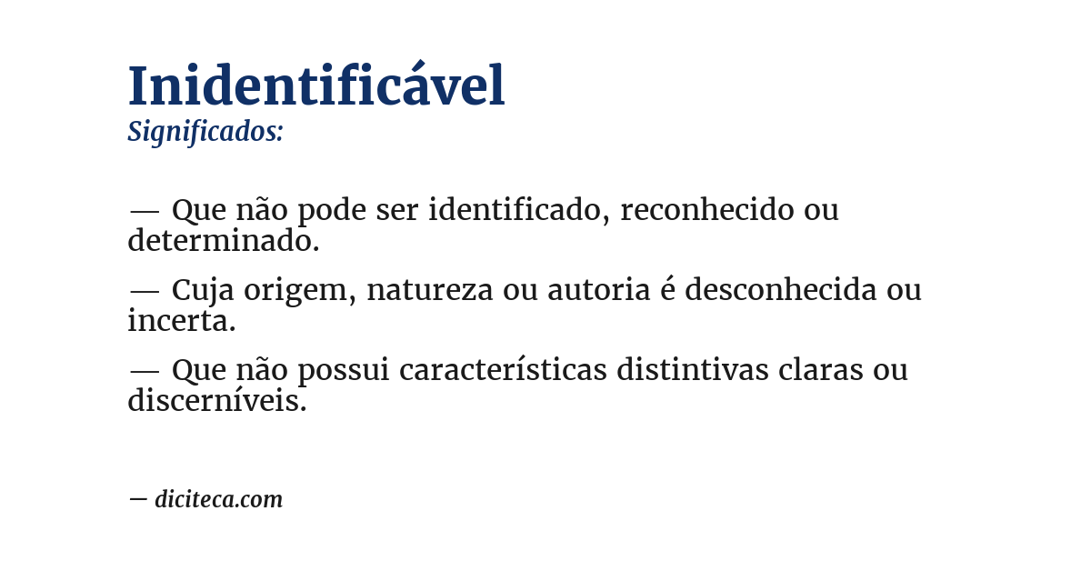 Significado de inidentificável
