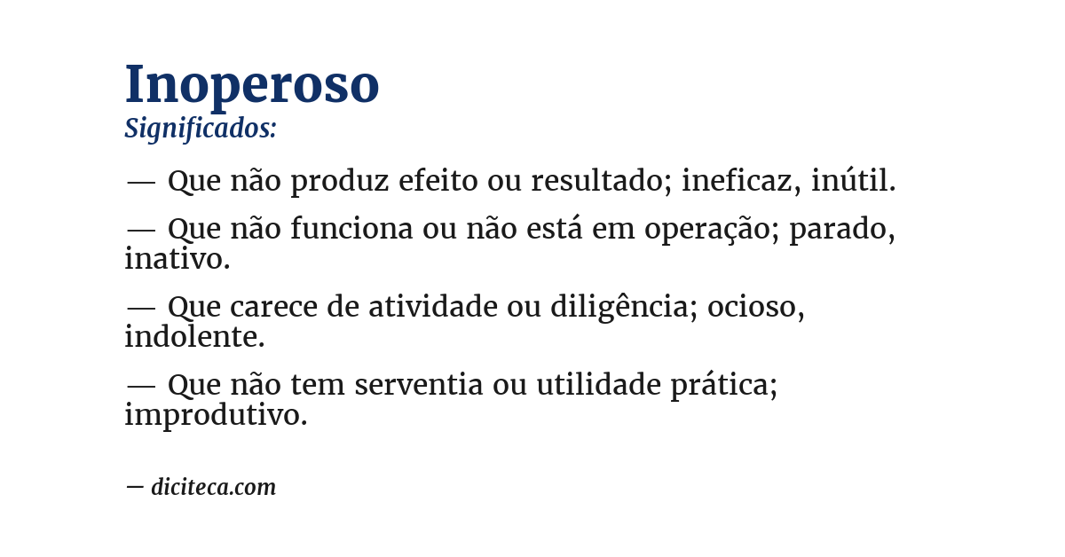 Significado de inoperoso