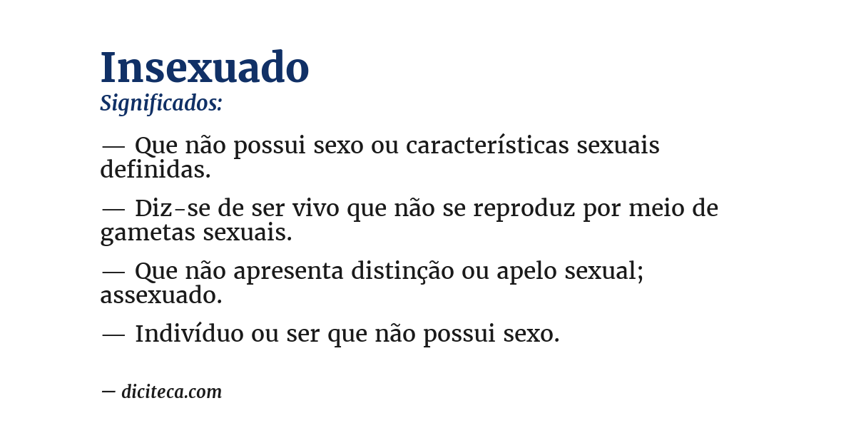 Significado de insexuado