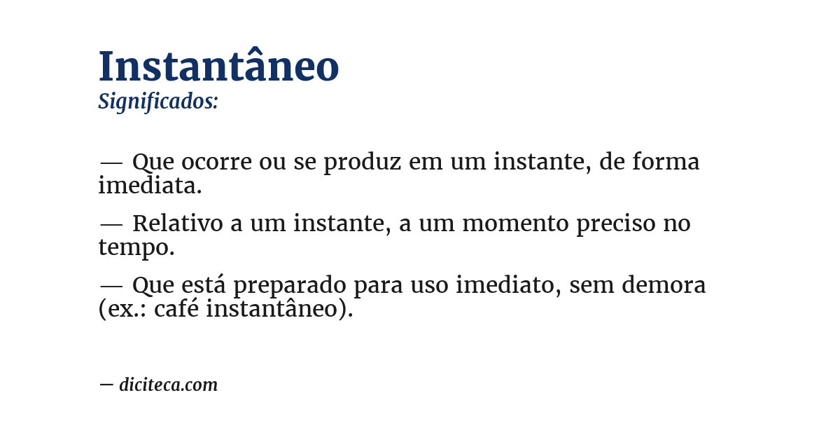 Significado de instantâneo