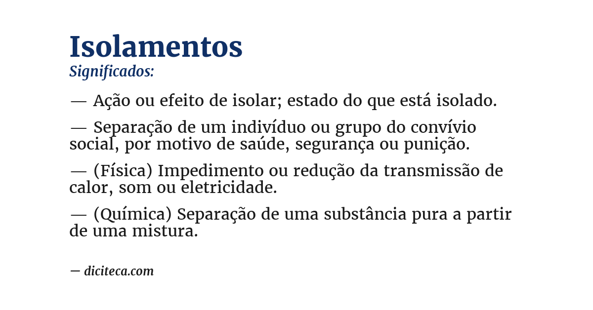 Significado de isolamentos