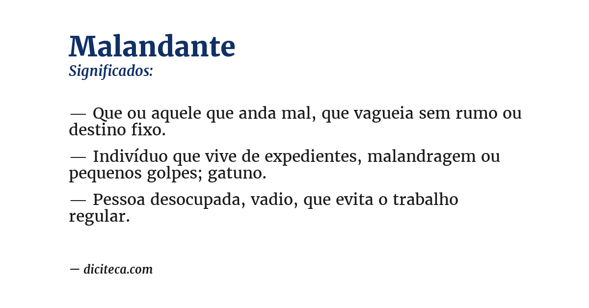 Significado de malandante