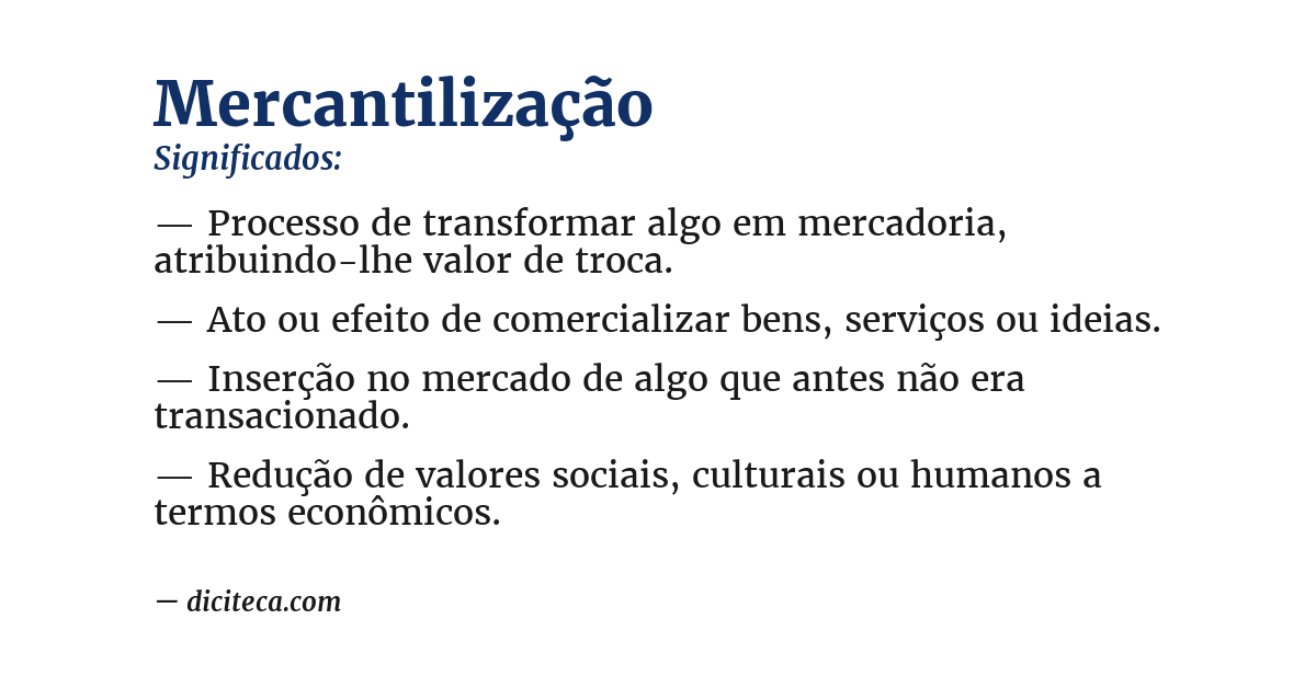 Significado de mercantilização